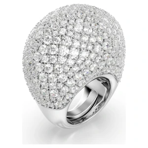 Pierścionek koktajlowy Sublima, Duży, Biały, Powłoka z rodu Swarovski