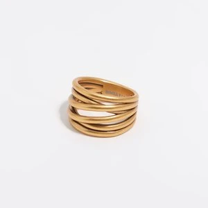 Pierścionek paski krzyżowane złoty efekt matu BIMBA Y LOLA