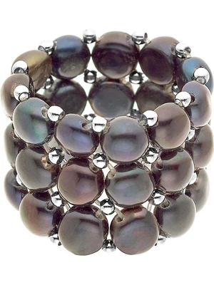 Pearline Pierścionek z perłami w kolorze antracytowym rozmiar: onesize