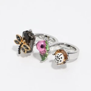 Pierścionek podwójny chrabąszcz i ważka srebrny BIMBA Y LOLA