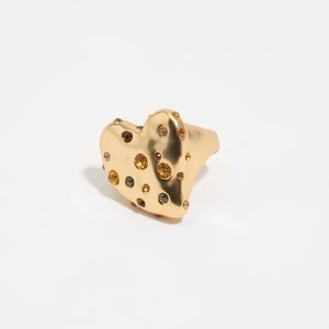 Pierścionek serce faktura kryształki złoty matowy BIMBA Y LOLA