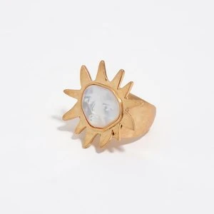 Pierścionek słońce twarz masa perłowa BIMBA Y LOLA