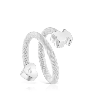 Pierścionek Spiralny Ze Srebra Z Motywami Icon Mesh - Tous