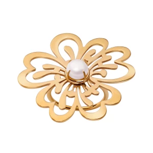 Pierścionek srebrny pozłacany z perłą - kwiat - Blossom Blossom - Biżuteria YES