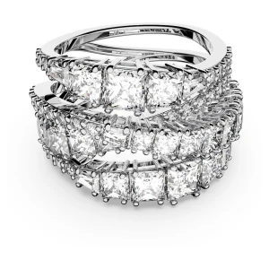 Pierścionek Twist Wrap, Szlify różnorodne, Biały, Powłoka z rodu Swarovski