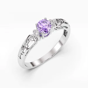 Pierścionek z białego złota z ametystem Filipowicz