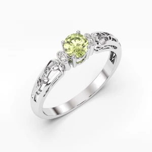 Pierścionek z białego złota z oliwinem Filipowicz