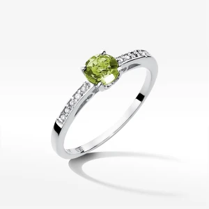 Pierścionek z białego złota z oliwinem Filipowicz