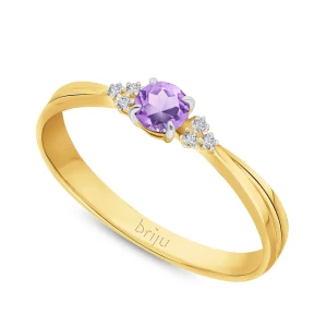 Pierścionek z brylantami 0, 024 ct Glimmer żółte złoto ametyst brazylijski jasny nat. 585 (B0858-100) Briju