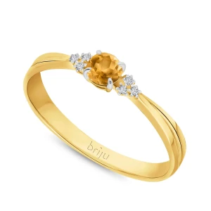Pierścionek z brylantami 0, 024 ct Glimmer żółte złoto cytryn ciemny naturalny 585 (B0858-100) Briju