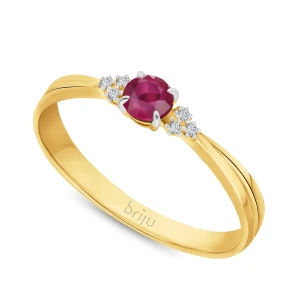 Pierścionek z brylantami 0, 024 ct Glimmer żółte złoto rubin naturalny 585 (B0858-100) Briju