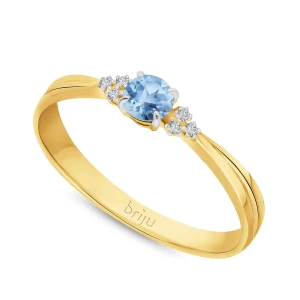 Pierścionek z brylantami 0, 024 ct Glimmer żółte złoto topaz swiss blue naturalny 585 (B0858-100) Briju