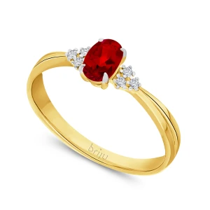 Pierścionek z brylantami 0, 036 ct Glimmer żółte złoto granat naturalny 585 (B0826-100) Briju