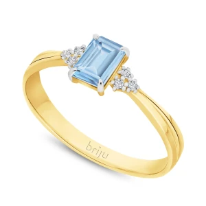 Pierścionek z brylantami 0, 036 ct Glimmer żółte złoto topaz swiss blue naturalny 585 (B0864-100) Briju