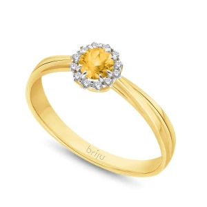 Pierścionek z brylantami 0, 048 ct Glimmer żółte złoto cytryn jasny naturalny 585 (B0810-100) Briju