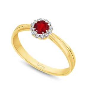 Pierścionek z brylantami 0, 048 ct Glimmer żółte złoto granat naturalny 585 (B0810-100) Briju