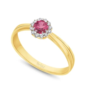 Pierścionek z brylantami 0, 048 ct Glimmer żółte złoto topaz różowy naturalny 585 (B0810-100) Briju