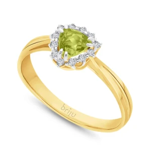 Pierścionek z brylantami 0, 072 ct Glimmer żółte złoto oliwin naturalny 585 (B0824-100) Briju