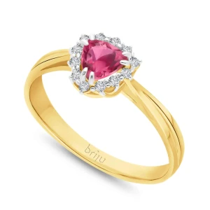 Pierścionek z brylantami 0, 072 ct Glimmer żółte złoto topaz różowy naturalny 585 (B0824-100) Briju