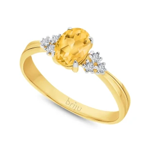 Pierścionek z brylantami 0, 078 ct Glimmer żółte złoto cytryn jasny naturalny 585 (B0827-100) Briju