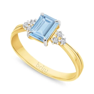Pierścionek z brylantami 0, 078 ct Glimmer żółte złoto topaz swiss blue naturalny 585 (B0865-100) Briju