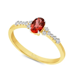 Pierścionek z brylantami 0, 082 ct Glimmer żółte złoto rubin naturalny 585 (B0828-100) Briju