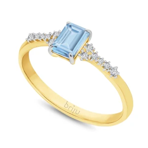 Pierścionek z brylantami 0, 082 ct Glimmer żółte złoto topaz swiss blue naturalny 585 (B0866-100) Briju