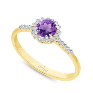 Pierścionek z brylantami 0, 104 ct Glimmer żółte złoto ametyst afrykański ciemny nat. 585 (B0812-100) Briju
