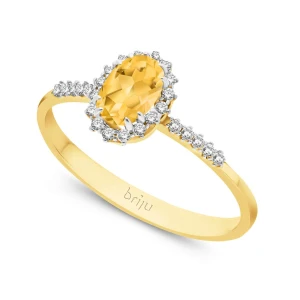 Pierścionek z brylantami 0, 104 ct Glimmer żółte złoto cytryn jasny naturalny 585 (B0806-100) Briju