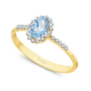 Pierścionek z brylantami 0, 104 ct Glimmer żółte złoto topaz swiss blue naturalny 585 (B0806-100) Briju