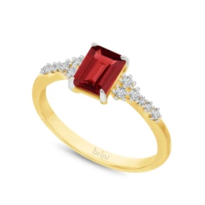 Pierścionek z brylantami 0, 124 ct Glimmer żółte złoto granat naturalny 585 (B0867-100) Briju