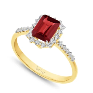 Pierścionek z brylantami 0, 156 ct Glimmer żółte złoto granat naturalny 585 (B0823-100) Briju