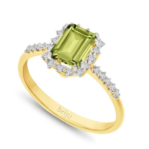 Pierścionek z brylantami 0, 156 ct Glimmer żółte złoto oliwin naturalny 585 (B0823-100) Briju