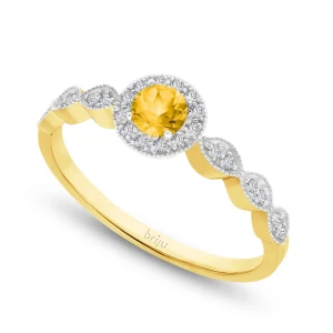 Pierścionek z brylantami Glimmer żółte złoto cytryn jasny naturalny 585 (B0872-100) Briju
