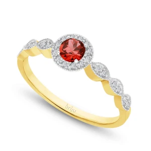 Pierścionek z brylantami Glimmer żółte złoto rubin naturalny 585 (B0872-100) Briju