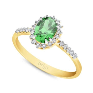 Pierścionek z brylantami Glimmer żółte złoto szmaragd naturalny 585 (B0807-100) Briju