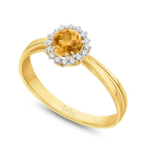 Pierścionek z brylantami kolekcja Glimmer żółte złoto cytryn ciemny naturalny 585 (B0808-100) Briju