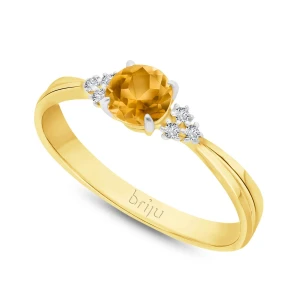 Pierścionek z brylantami kolekcja Glimmer żółte złoto cytryn ciemny naturalny 585 (B0856-100) Briju