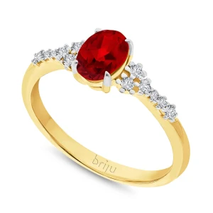 Pierścionek z brylantami kolekcja Glimmer żółte złoto granat naturalny 585 (B0829-100) Briju
