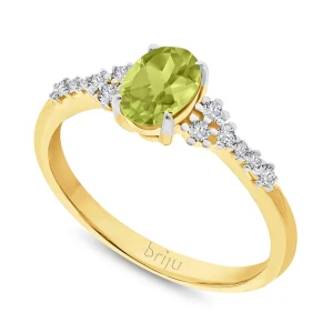 Pierścionek z brylantami kolekcja Glimmer żółte złoto oliwin naturalny 585 (B0829-100) Briju