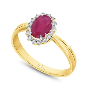 Pierścionek z brylantami kolekcja Glimmer żółte złoto rubin 585 (B0804-100) Briju