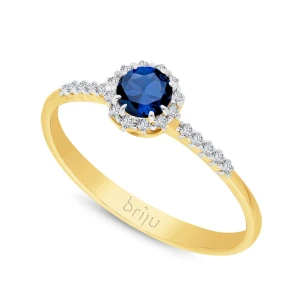 Pierścionek z brylantami kolekcja Glimmer żółte złoto szafir naturalny 585 (B0811-100) Briju