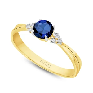 Pierścionek z brylantami kolekcja Glimmer żółte złoto szafir naturalny 585 (B0856-100) Briju