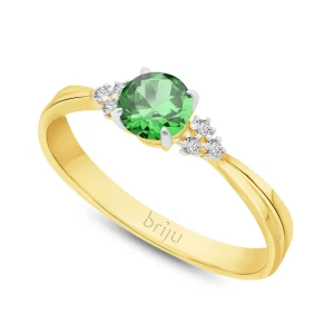 Pierścionek z brylantami kolekcja Glimmer żółte złoto szmaragd naturalny 585 (B0856-100) Briju