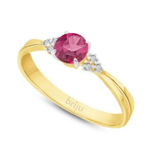 Pierścionek z brylantami kolekcja Glimmer żółte złoto topaz różowy naturalny 585 (B0856-100) Briju