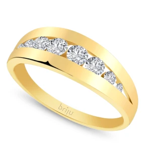 Pierścionek z cyrkoniami żółte złoto 585 (P1308-101) Briju