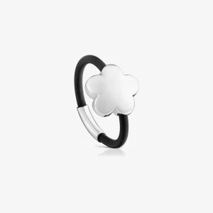 Pierścionek Z Kwiatem Ze Srebra I Gumy Tous Bold Motif - Tous Rozmiar