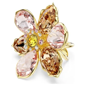 Pierścionek z motywem Idyllia, Szlify różnorodne, Kwiat, Powłoka w odcieniu złota Swarovski