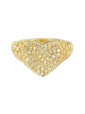 Pierścionek z motywem serca i falowy pierścień z diamentami w żółtym złocie Yvonne Leon