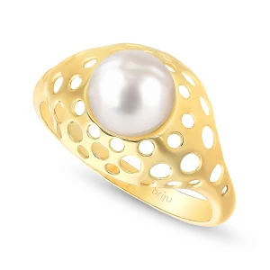 Pierścionek z perłą żółte złoto 585 (P2218-101) Briju